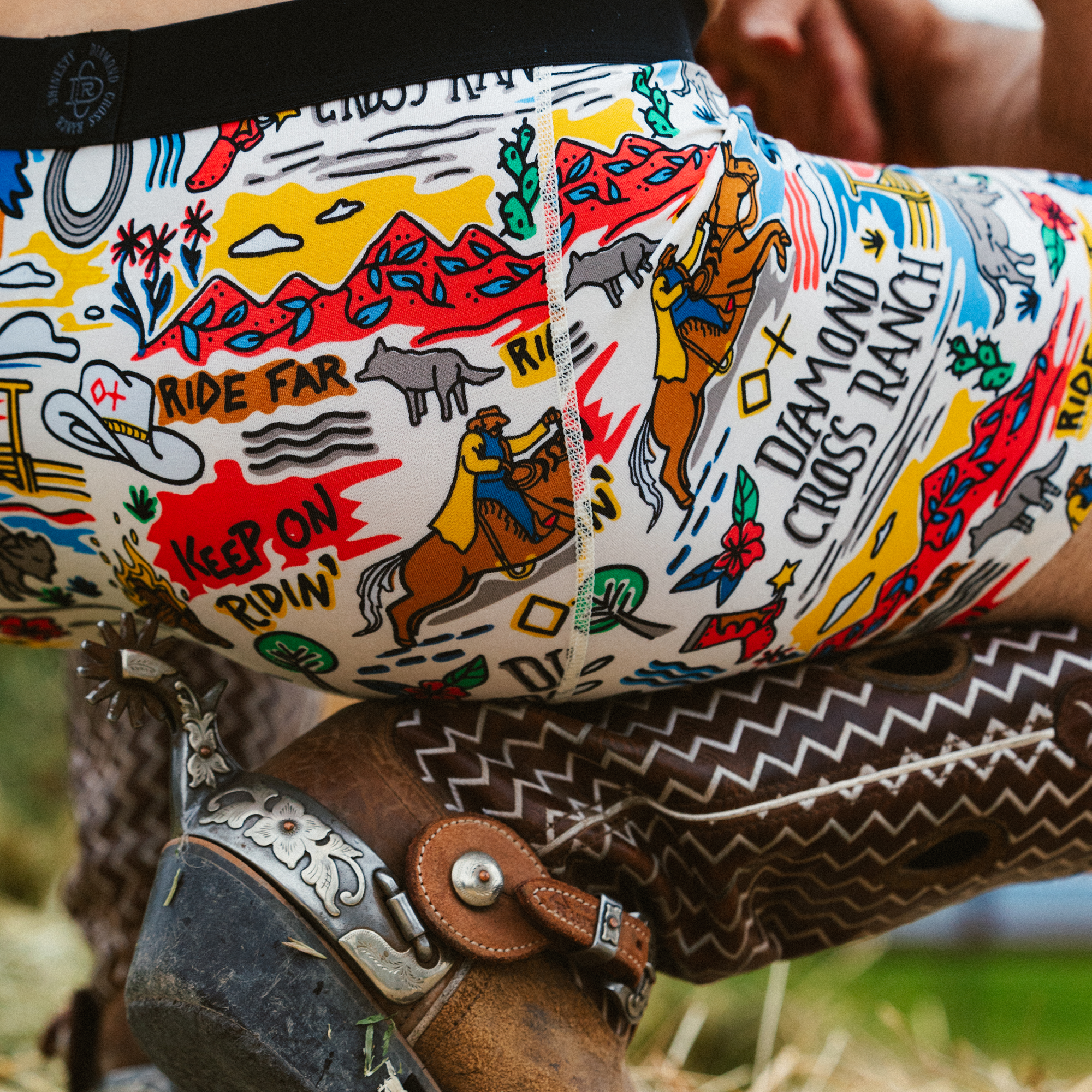 The Rowdy Rodeo | Western Map Shinesty x Diamond Cross Ranch Ball Hammock® Pouch Underwear With Fly - Shinesty