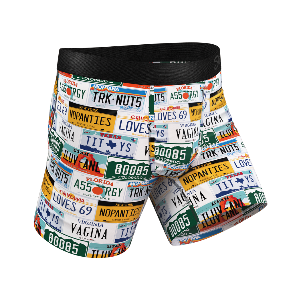 The DMV Catastrophe | License Plates Ball Hammock® Pouch Underwear - Shinesty