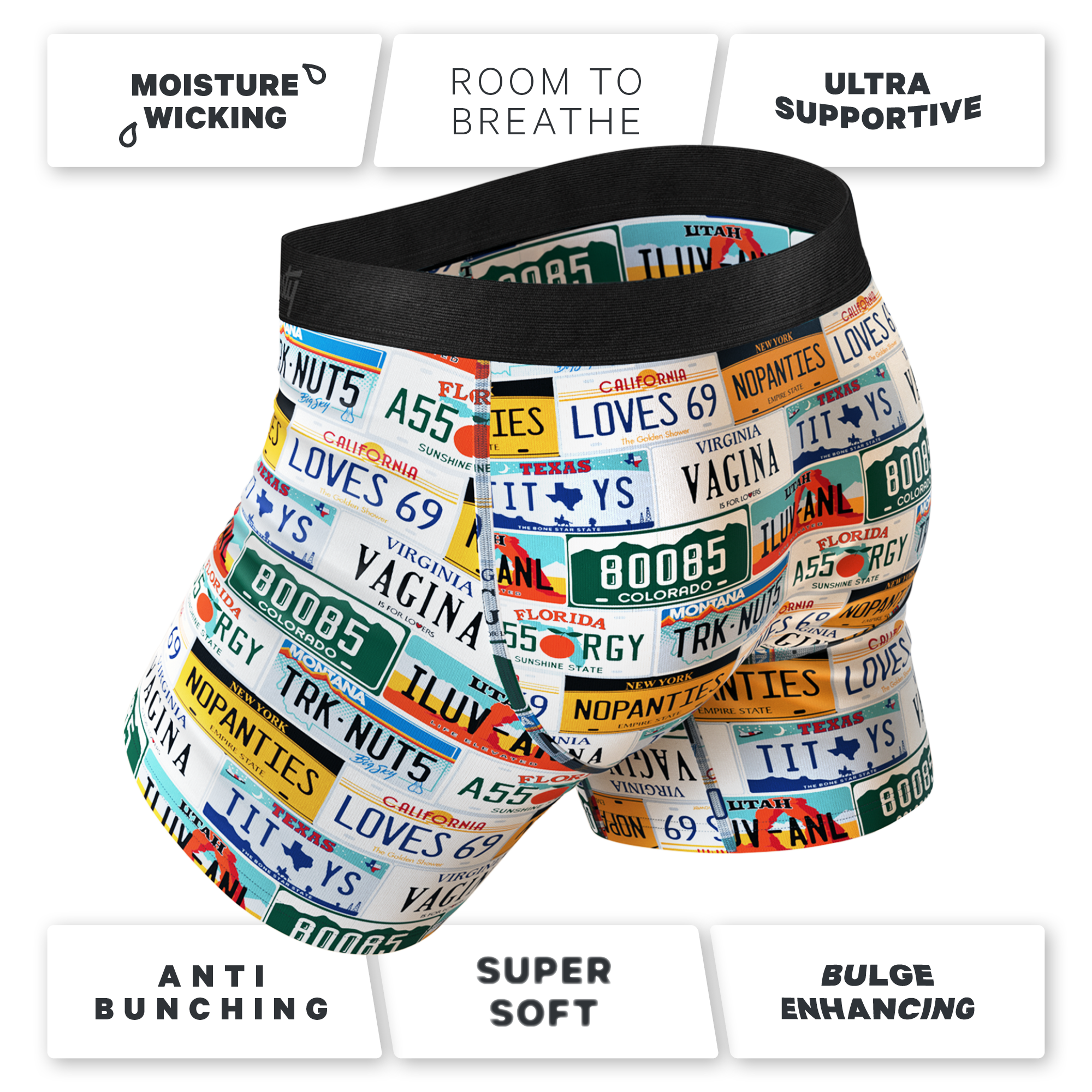 The DMV Catastrophe | License Plates Ball Hammock® Pouch Underwear - Shinesty
