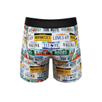 The DMV Catastrophe | License Plates Ball Hammock® Pouch Underwear With Fly - Shinesty