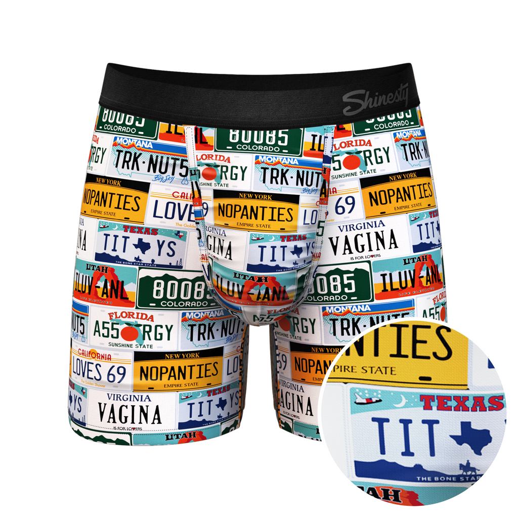 The DMV Catastrophe | License Plates Ball Hammock® Pouch Underwear - Shinesty