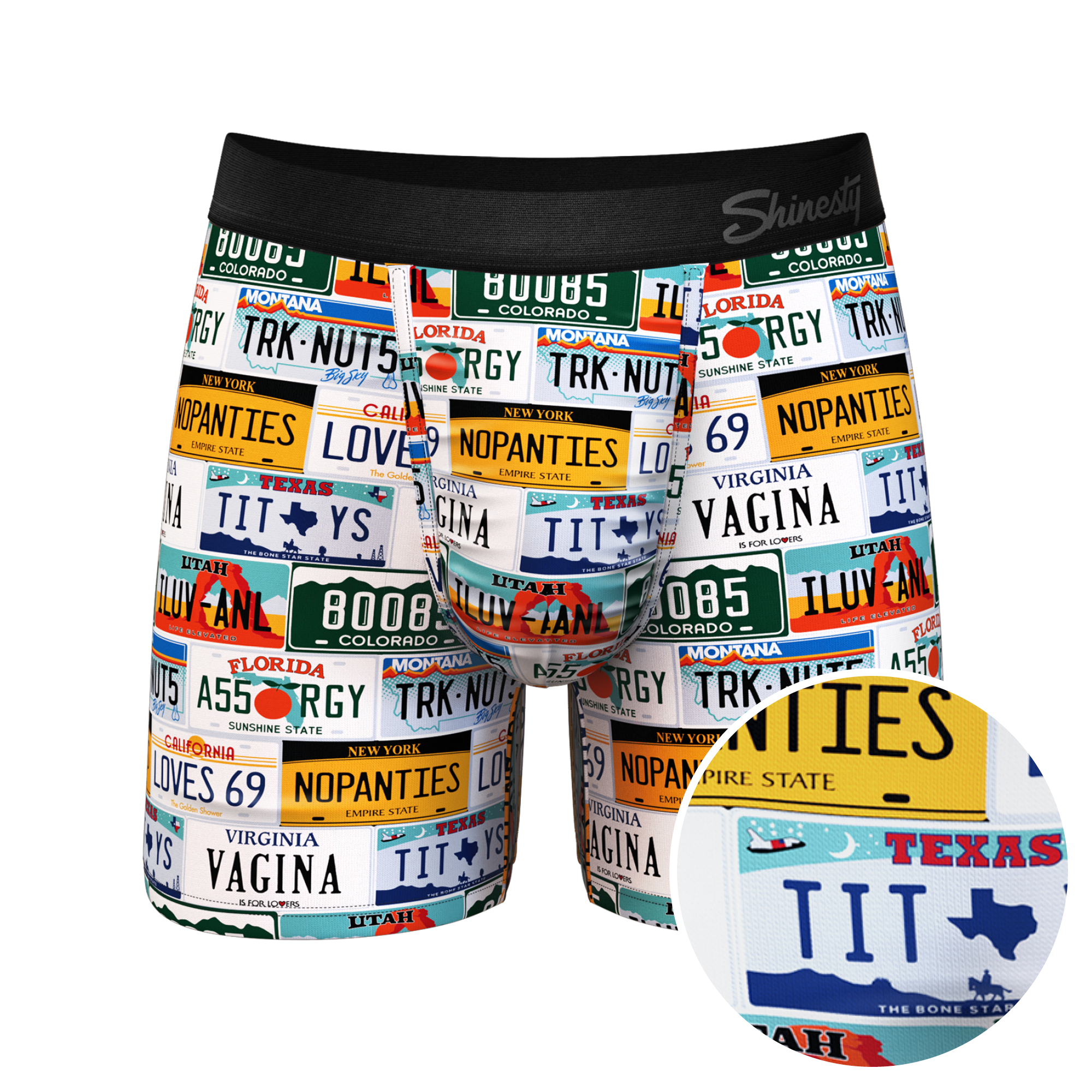 The DMV Catastrophe | License Plates Ball Hammock® Pouch Underwear - Shinesty