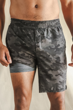 The Darkside | Black and Grey Camo Ball Hammock® 9 Inch Athletic Shorts - Shinesty