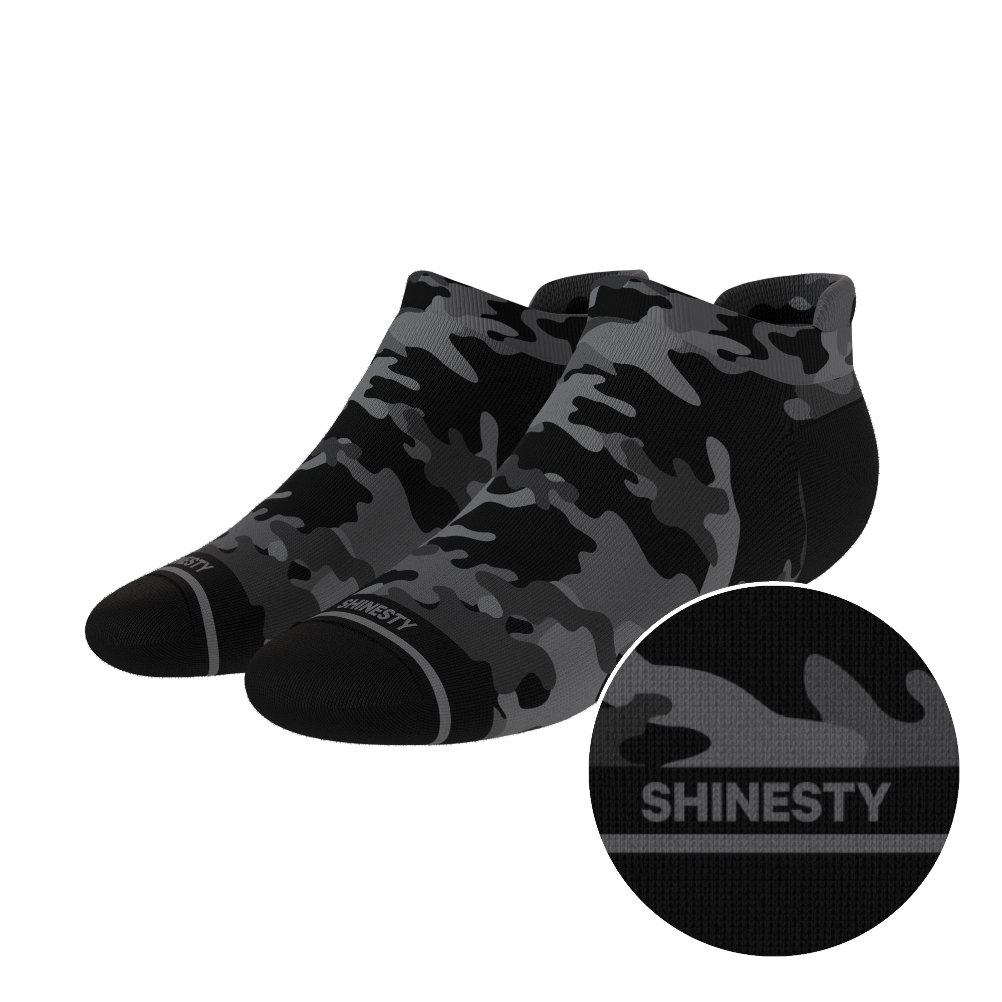 The Darkside | Black Camouflage Heel Hammock™ Ankle Socks - Shinesty