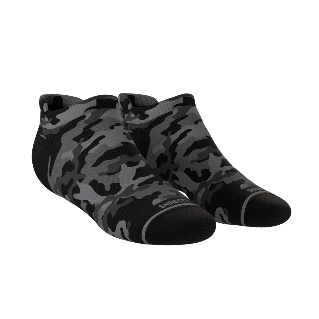 The Darkside | Black Camouflage Heel Hammock™ Ankle Socks - Shinesty