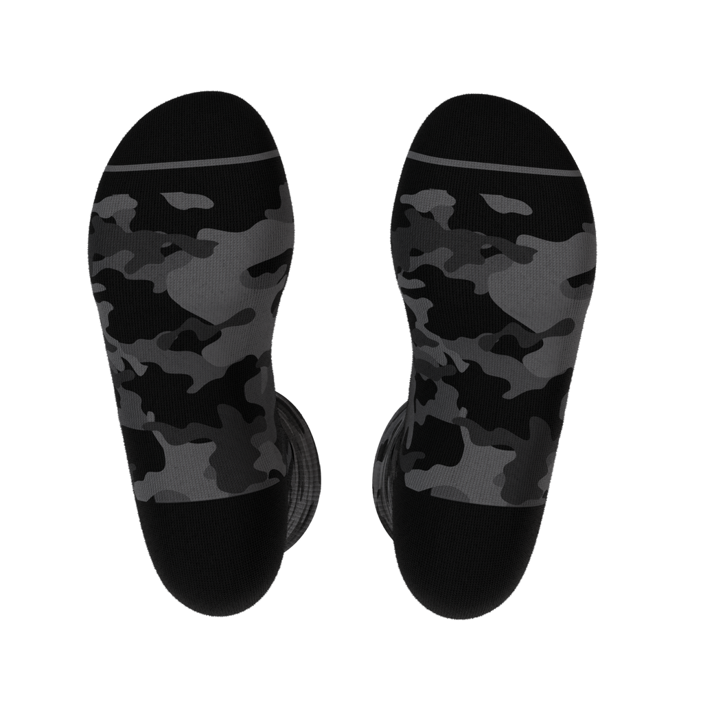 The Darkside | Black Camouflage Heel Hammock™ Crew Socks - Shinesty