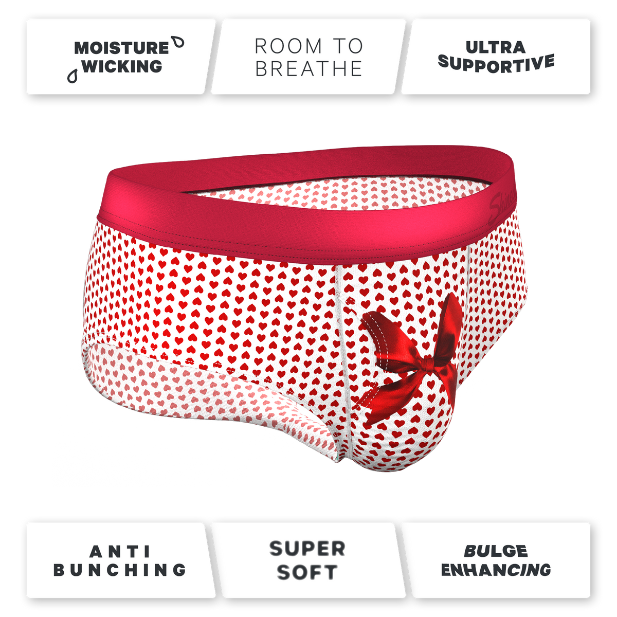 The Date Night | Valentine's Day Bow Ball Hammock® Pouch Underwear Briefs - Shinesty