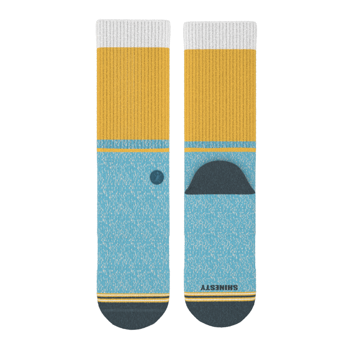 The Daybreak | Mustard and Blue Heel Hammock™ Crew Socks - Shinesty