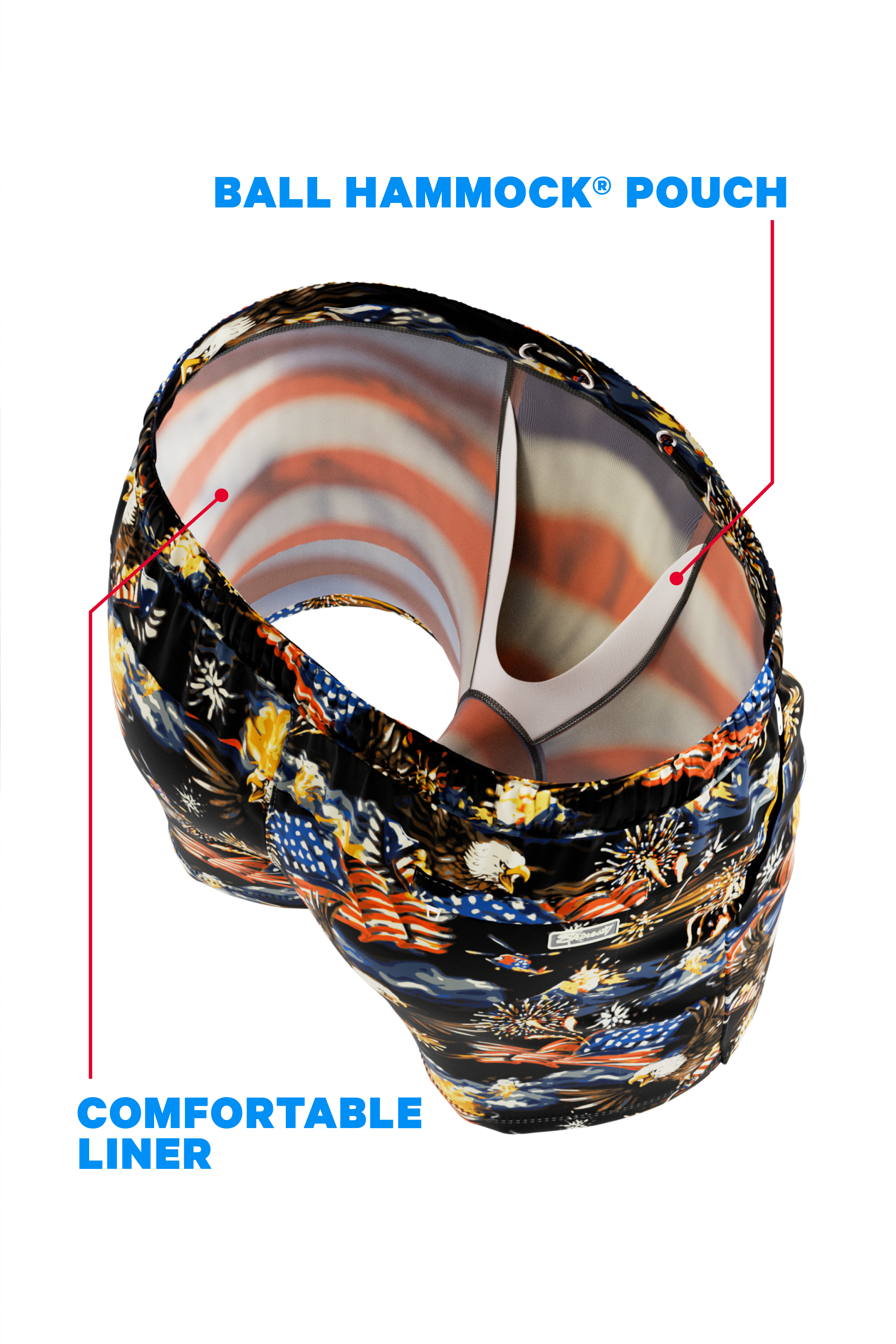 The Declaration | Americana Eagles Ball Hammock® Pouch 5" Swim Trunks - Shinesty