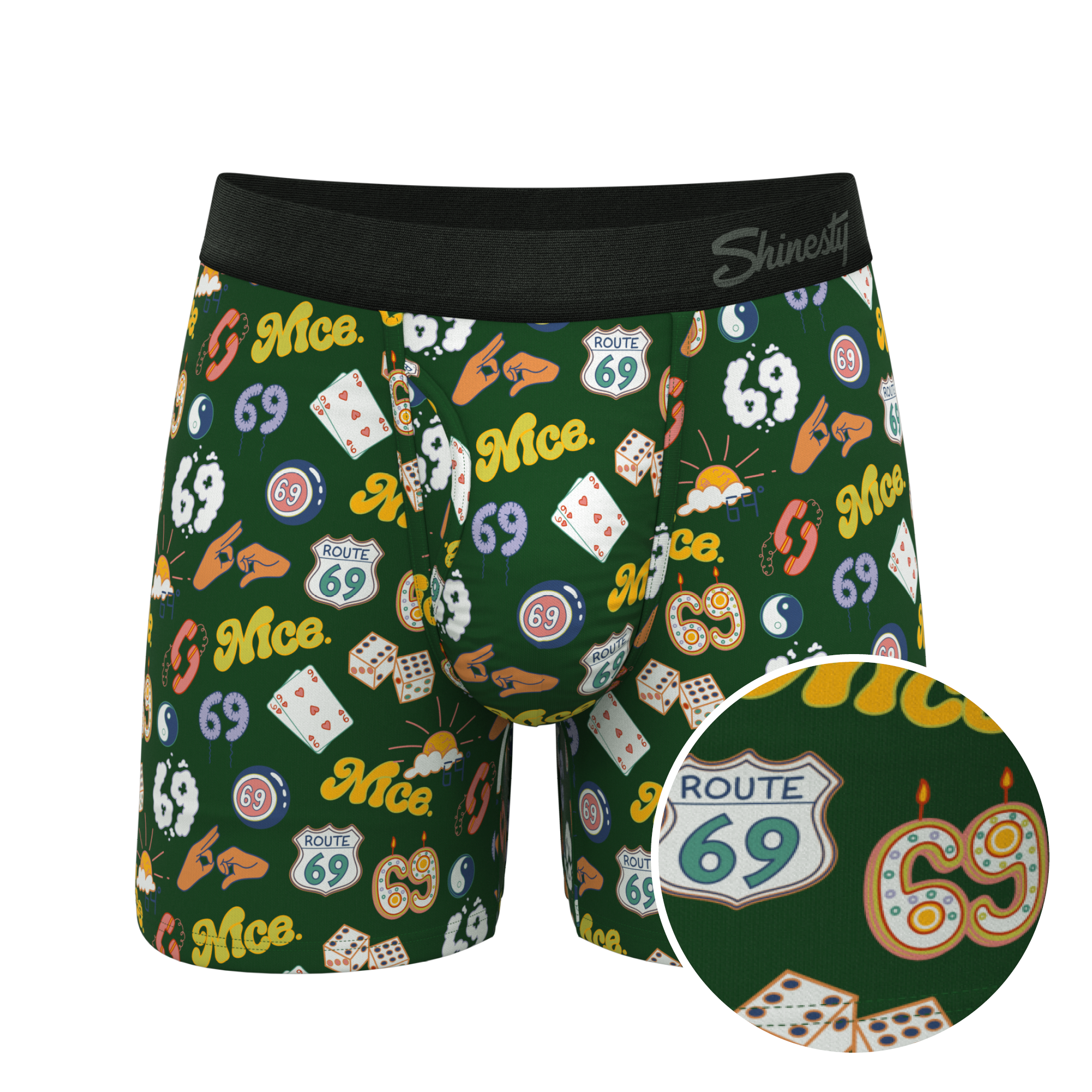 The Wine Dine & 69 | Route 69 Ball Hammock® Pouch Underwear With Fly - Shinesty