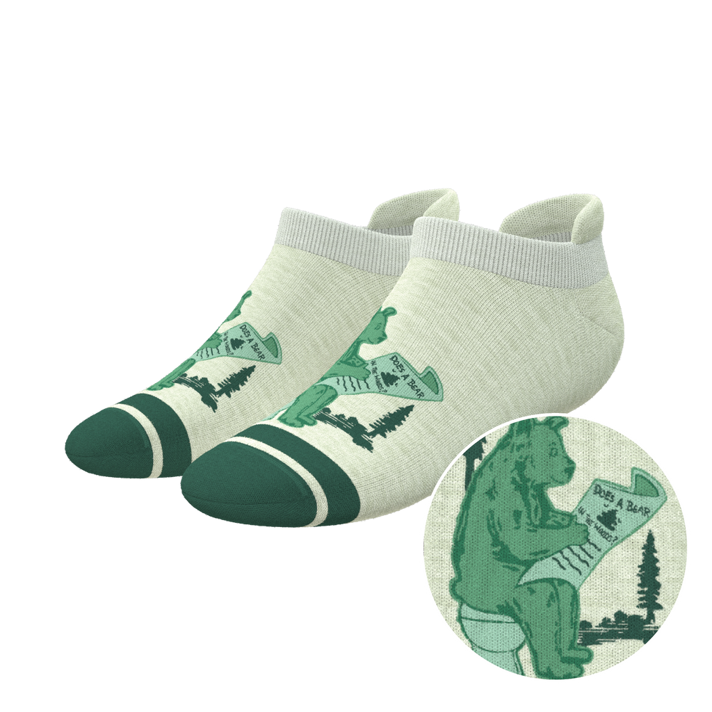 The Does A Bear | Green Toilet Bear Heel Hammock™ Ankle Socks - Shinesty