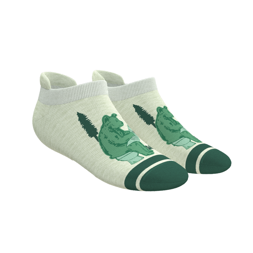 The Does A Bear | Green Toilet Bear Heel Hammock™ Ankle Socks - Shinesty