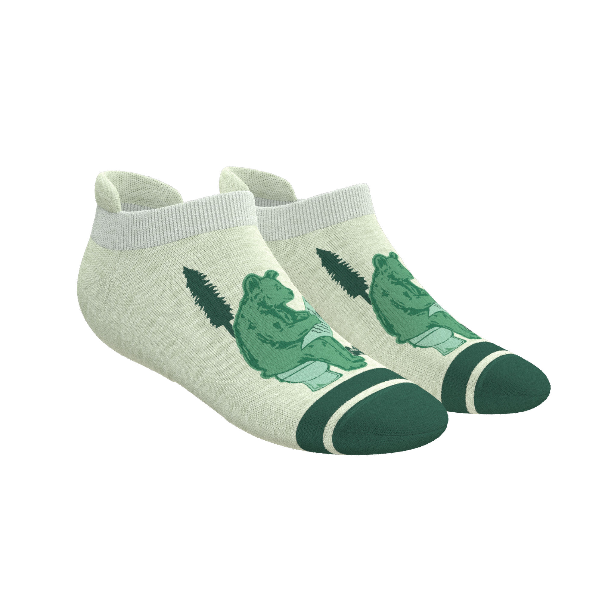 The Does A Bear | Green Toilet Bear Heel Hammock™ Ankle Socks - Shinesty