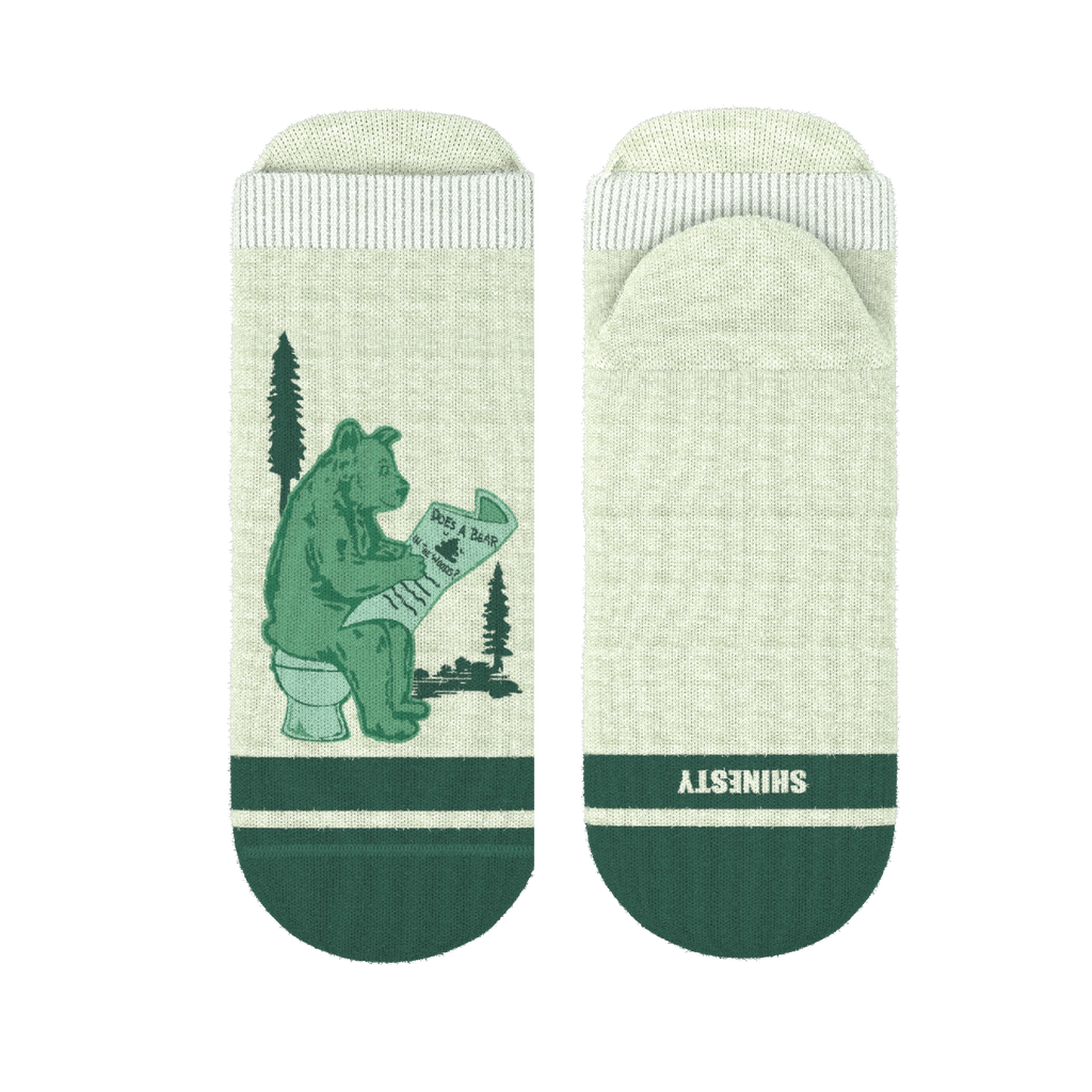 The Does A Bear | Green Toilet Bear Heel Hammock™ Ankle Socks - Shinesty