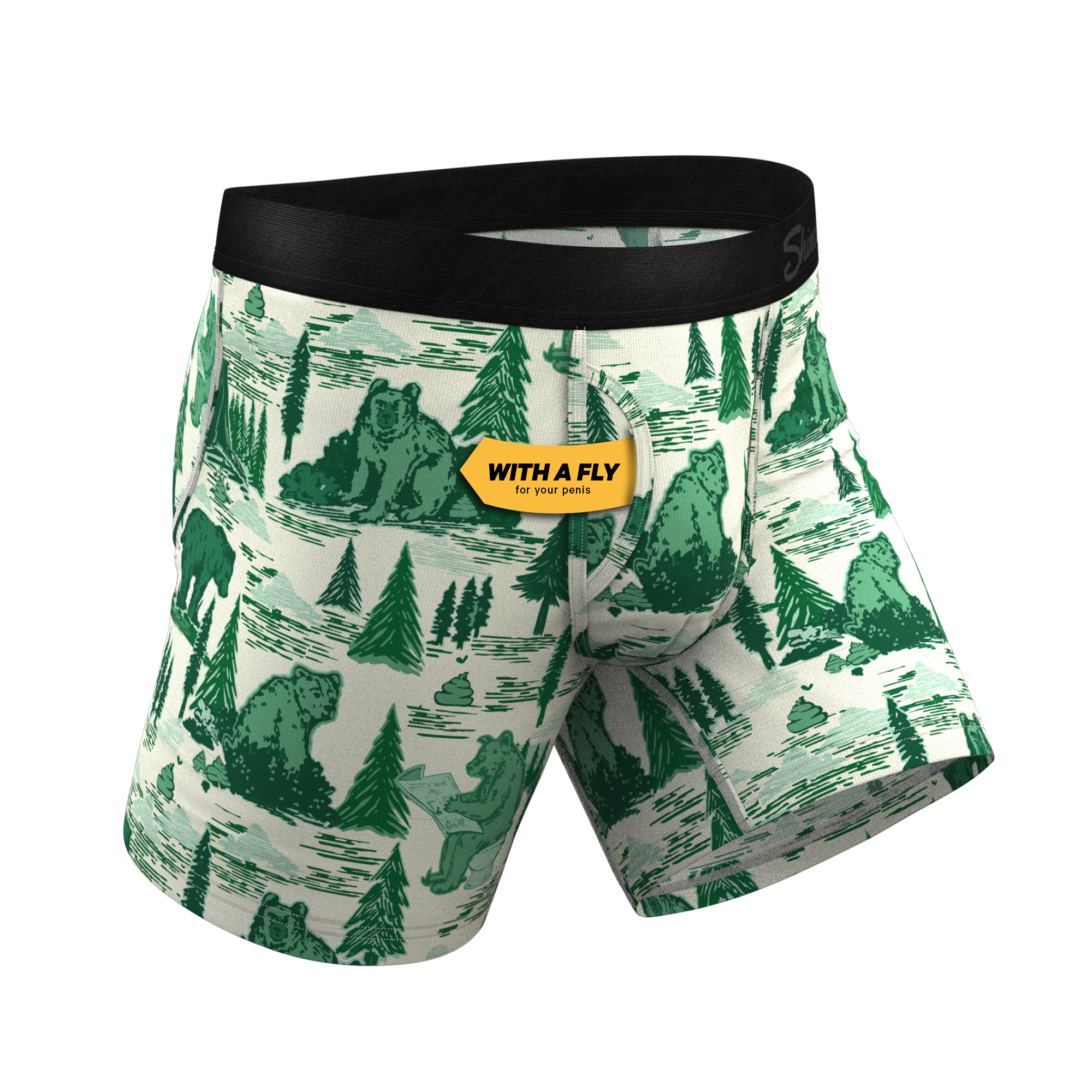 The Does A Bear | Green Toilet Bear Ball Hammock® Pouch Underwear With Fly - Shinesty