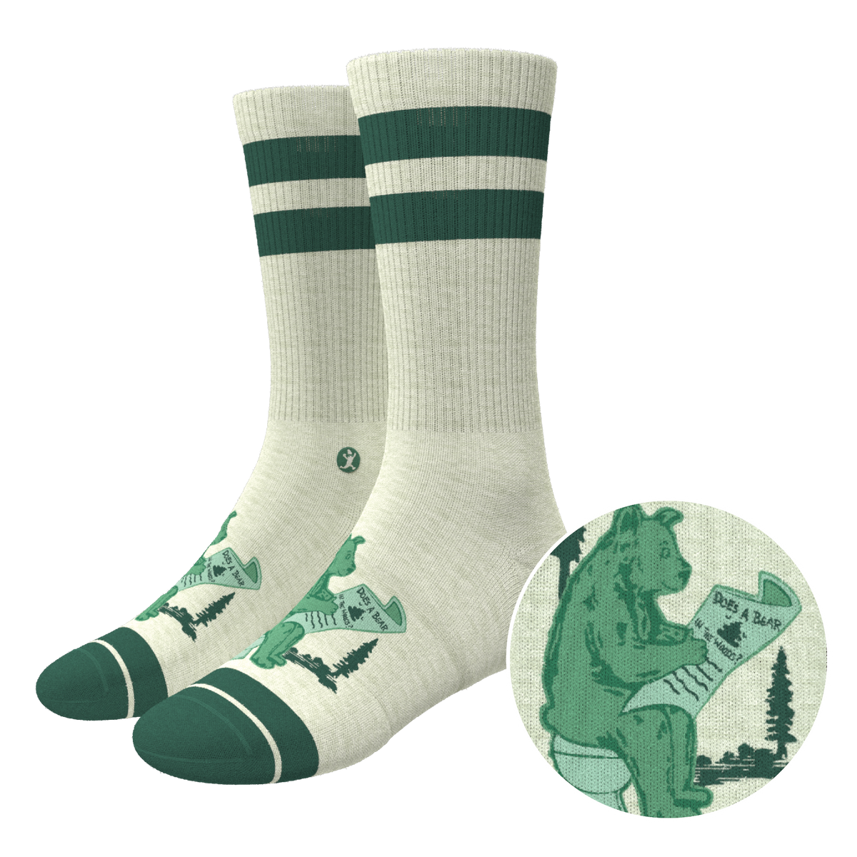 The Does A Bear | Green Toilet Bear Heel Hammock™ Crew Socks - Shinesty
