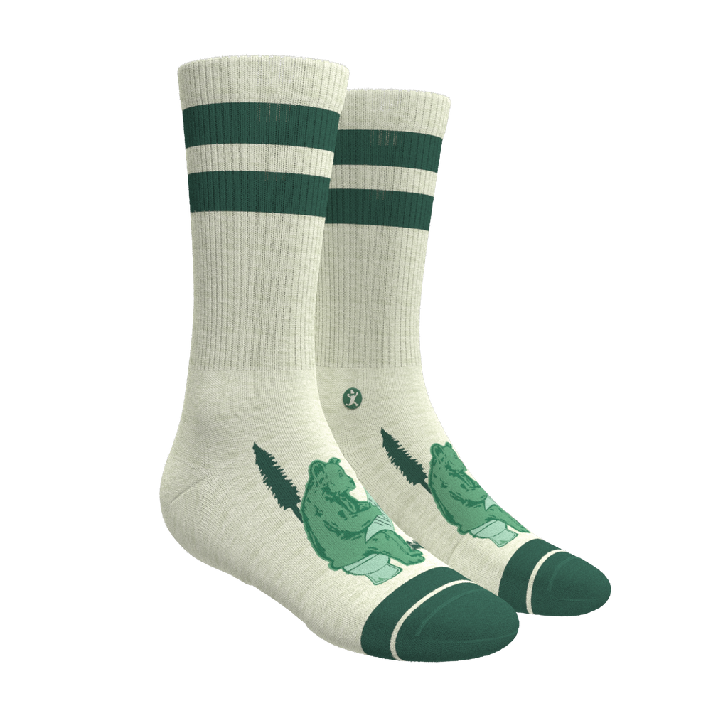 The Does A Bear | Green Toilet Bear Heel Hammock™ Crew Socks - Shinesty