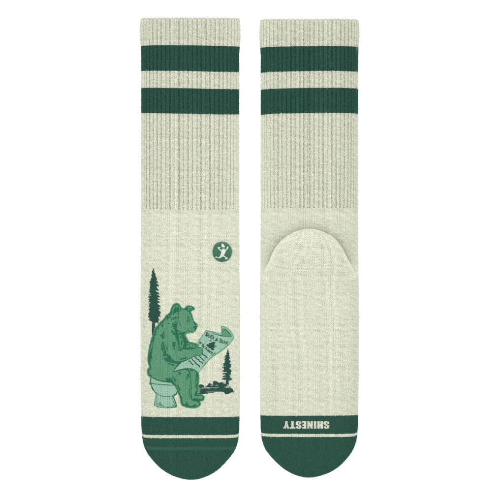 The Does A Bear | Green Toilet Bear Heel Hammock™ Crew Socks - Shinesty