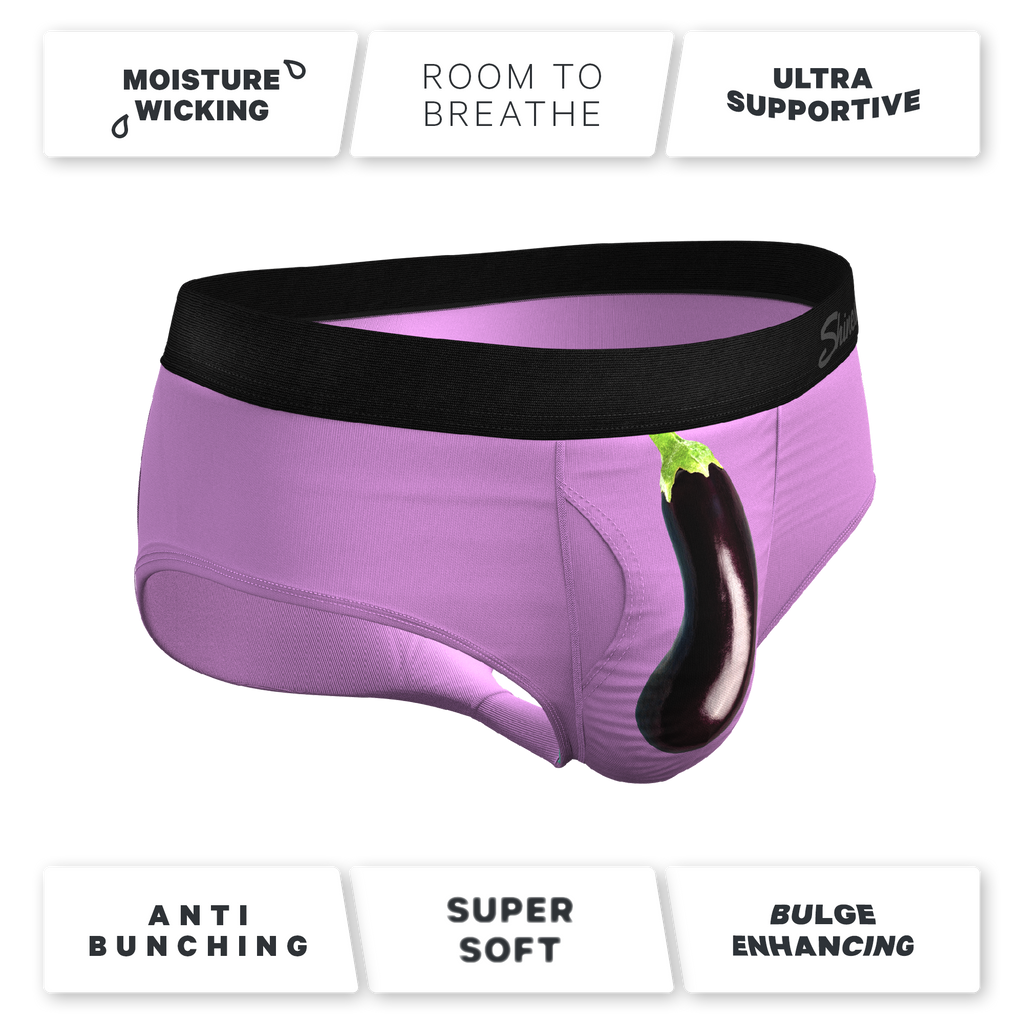 The Double Entendre | Eggplant Ball Hammock® Pouch Underwear Briefs - Shinesty