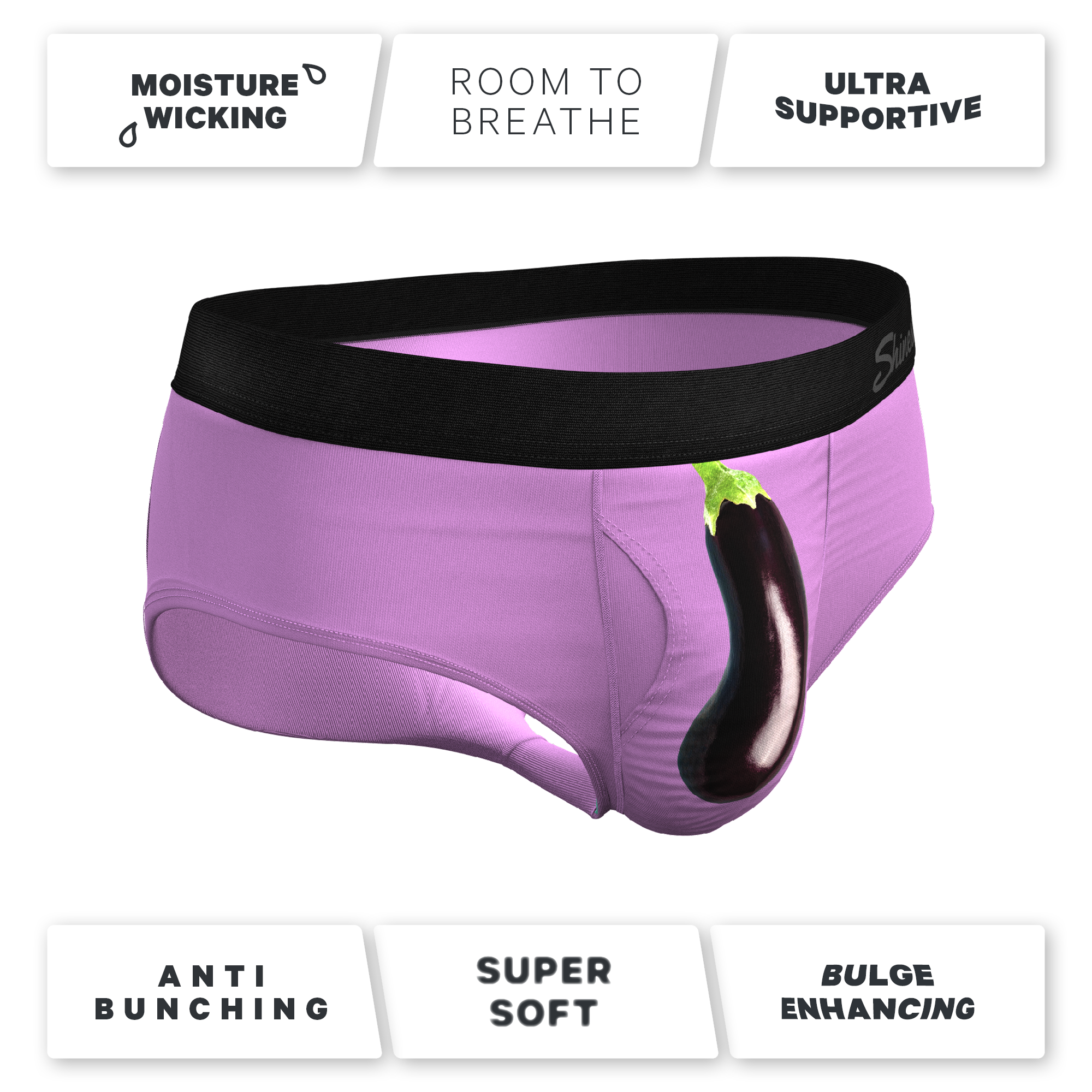 The Double Entendre | Eggplant Ball Hammock® Pouch Underwear Briefs - Shinesty