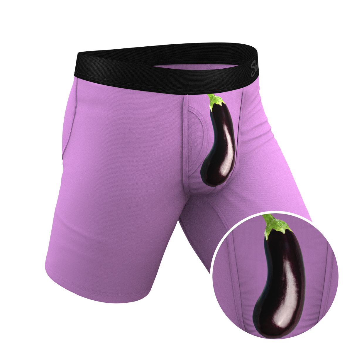 The Double Entendre | Eggplant Ball Hammock® Boxer - Long Leg - Shinesty