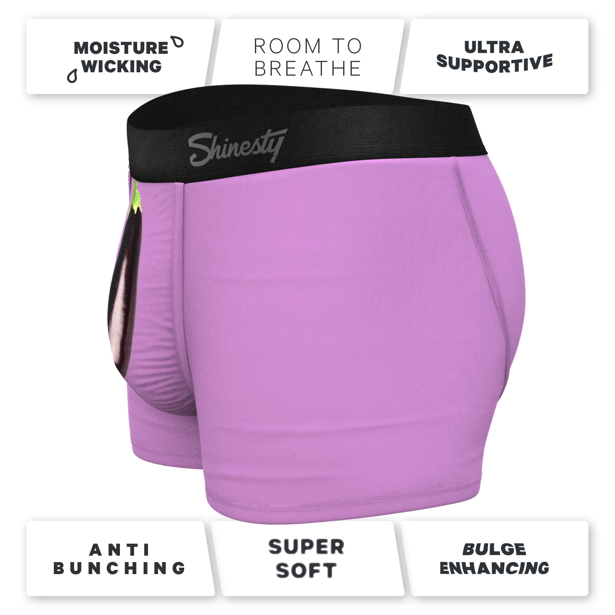 The Double Entendre | Eggplant Ball Hammock® Pouch Trunks Underwear - Shinesty