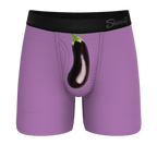 The Double Entendre | Eggplant Ball Hammock® Pouch Underwear With Fly - Shinesty