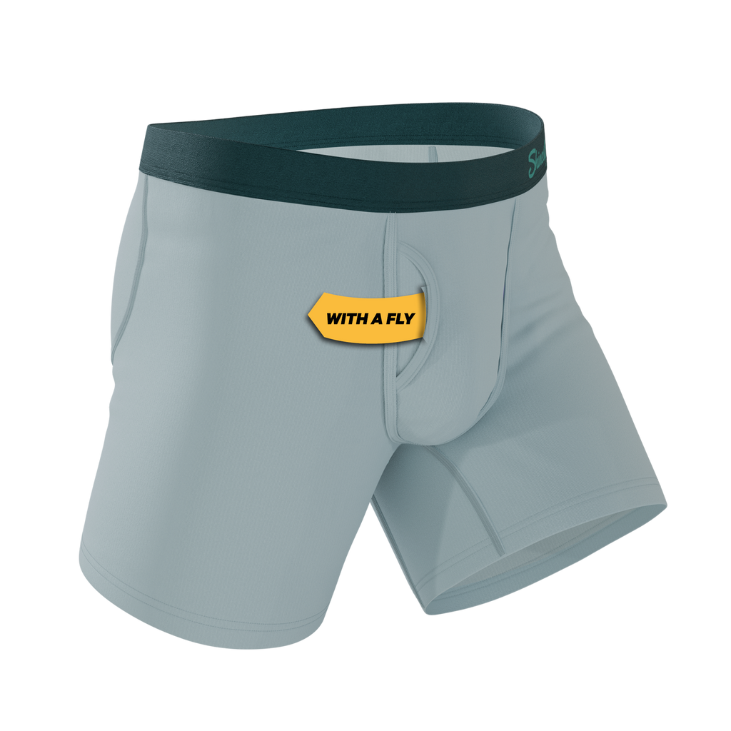 The Dry Ice | Muted Steel Blue Ball Hammock® Pouch Underwear With Fly - Shinesty