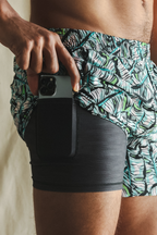 The Easy Breezy | Blue Tropical Ball Hammock® 5 Inch Athletic Shorts - Shinesty