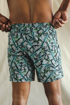 The Easy Breezy | Blue Tropical Ball Hammock® 5 Inch Athletic Shorts - Shinesty