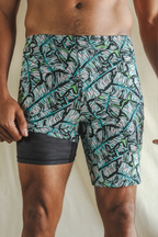 The Easy Breezy | Blue Tropical Ball Hammock® 9 Inch Athletic Shorts - Shinesty