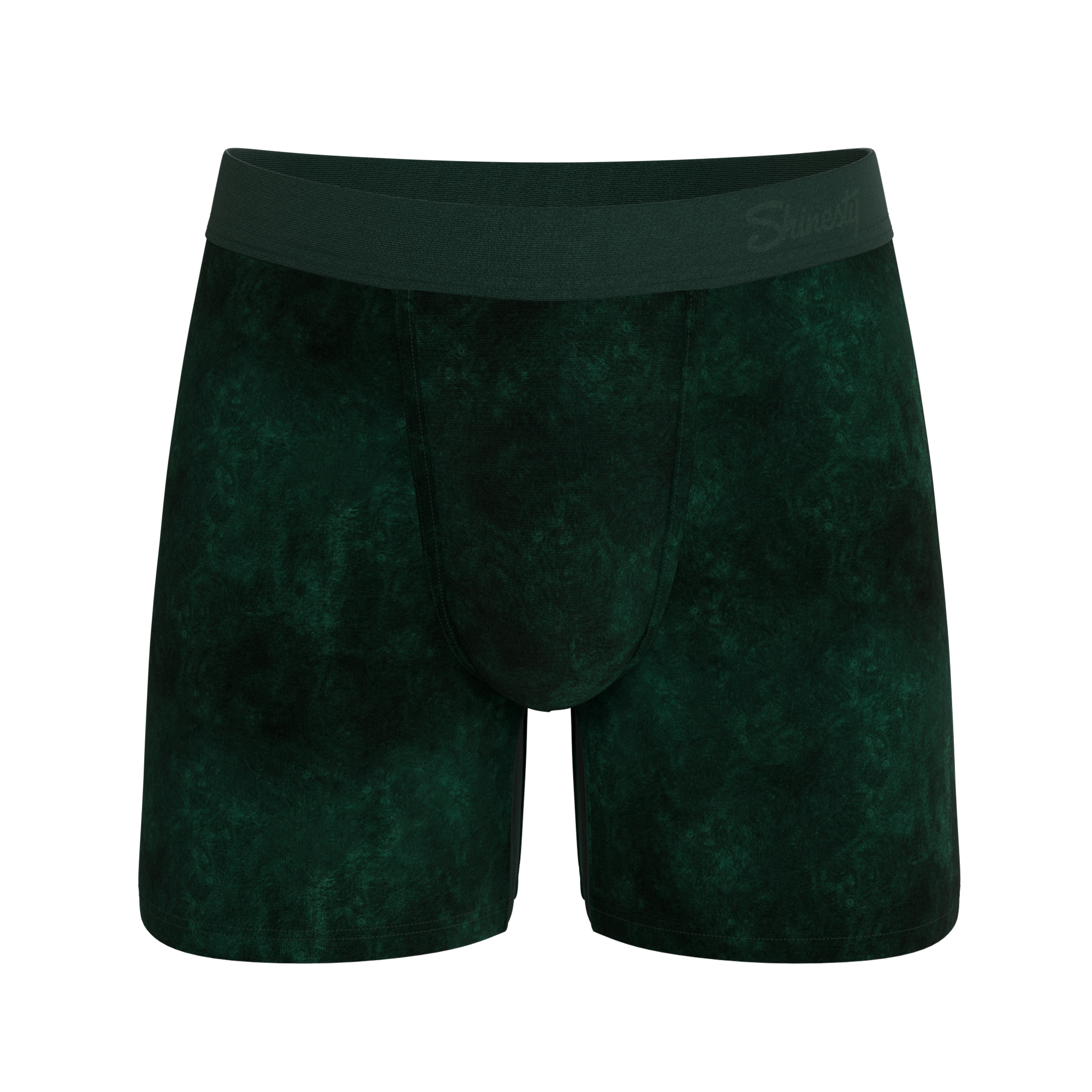 The Extravagance | Dark Green Velvet Ball Hammock Pouch® Boxer - Shinesty