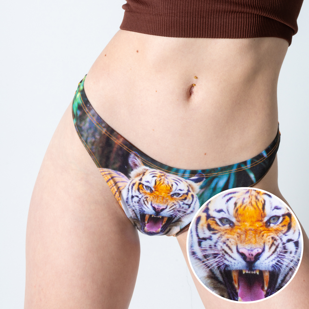 The Feral Feline | Tiger Print MicroModal Thong - Shinesty