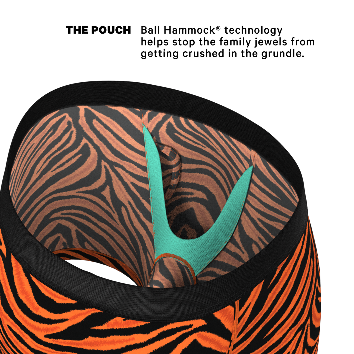 The Feral Feline | Tiger Print Ball Hammock® Pouch Underwear With Fly - Shinesty