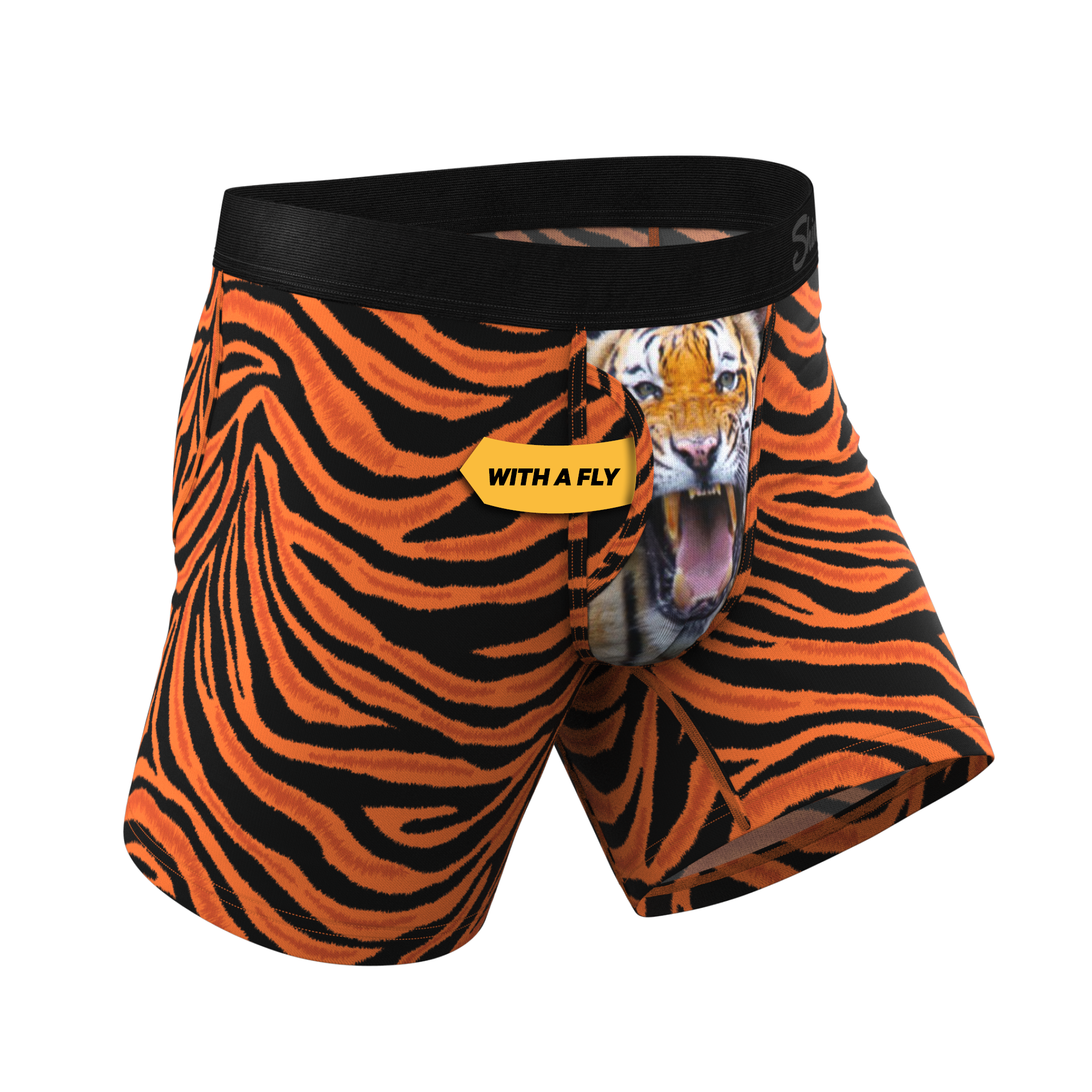 The Feral Feline | Tiger Print Ball Hammock® Pouch Underwear With Fly - Shinesty