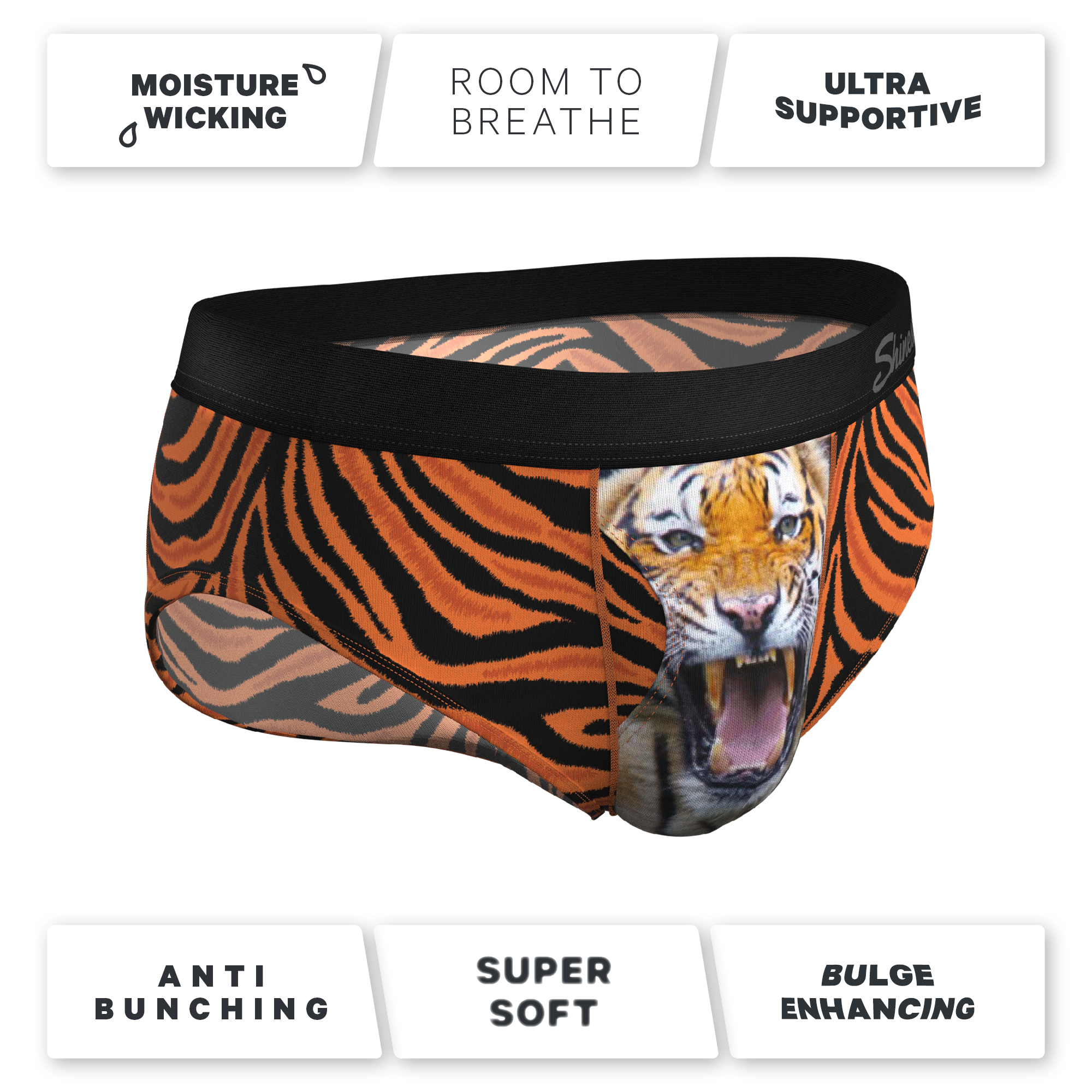 The Feral Feline | Tiger Print Ball Hammock® Pouch Underwear Briefs - Shinesty