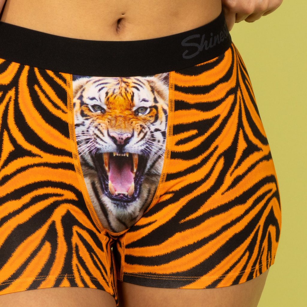 The Feral Feline | Tiger Print Women’s Boxers - Shinesty