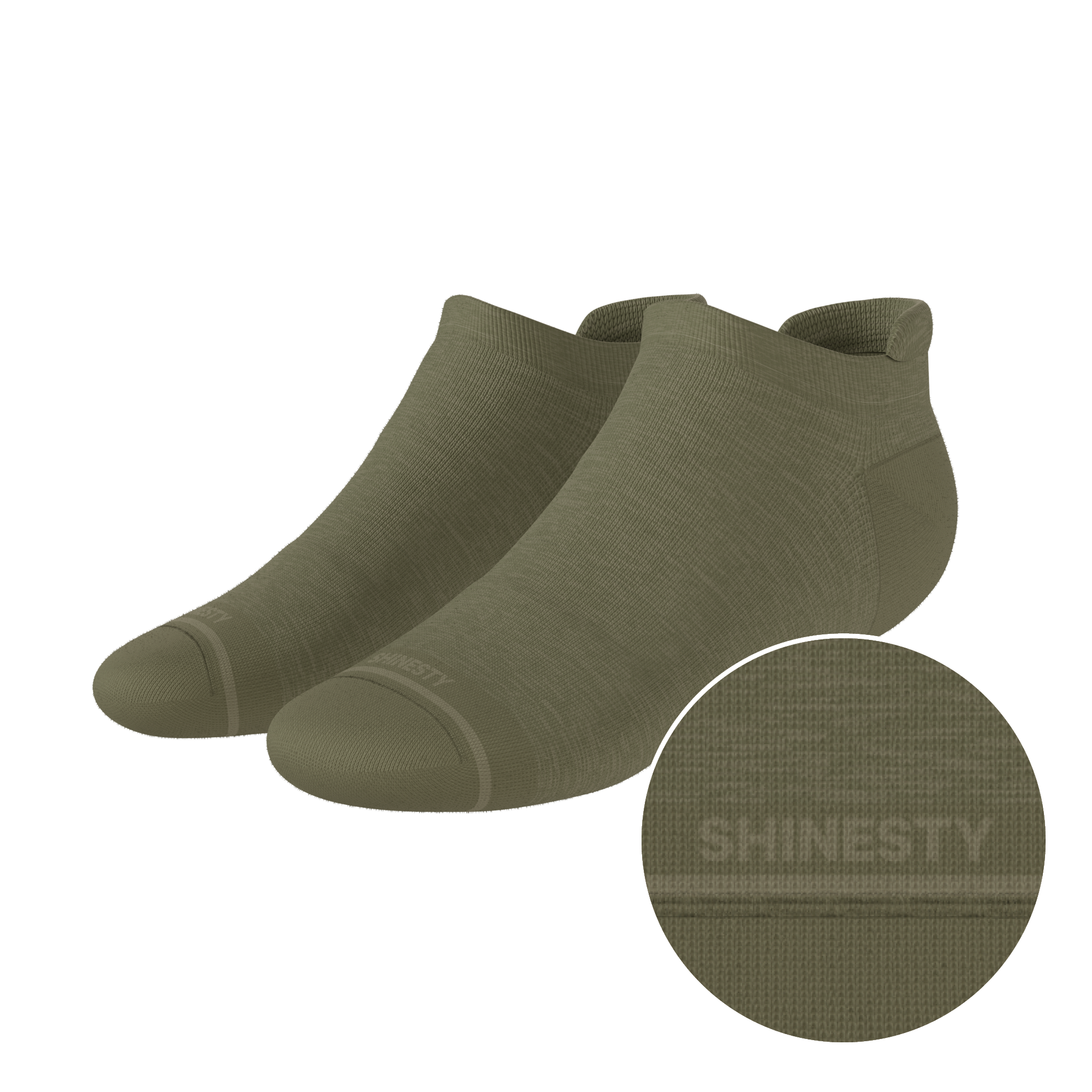 The Fields Of Green | Oil Green Heel Hammock™ Ankle Socks - Shinesty