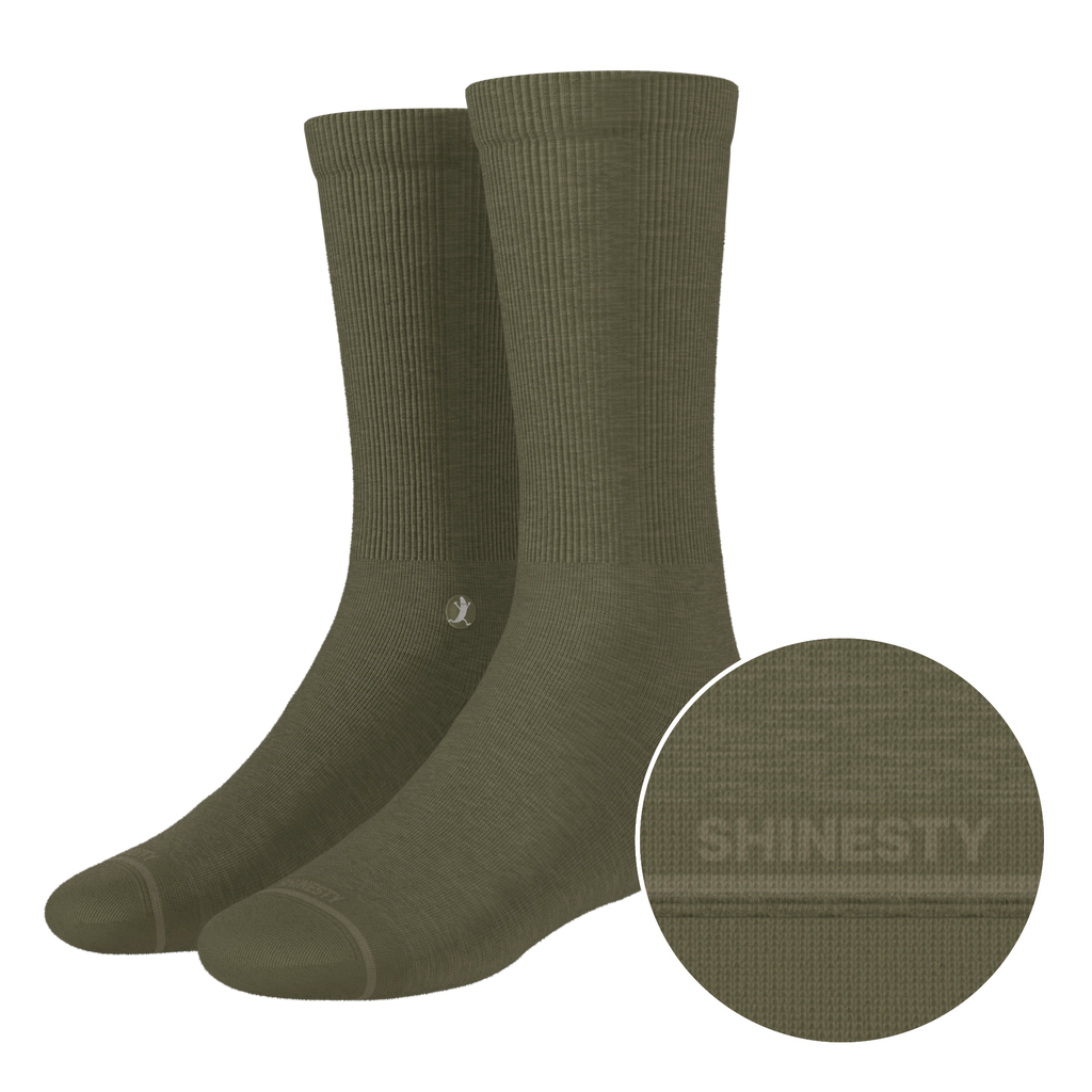The Fields Of Green | Oil Green Heel Hammock™ Crew Socks - Shinesty