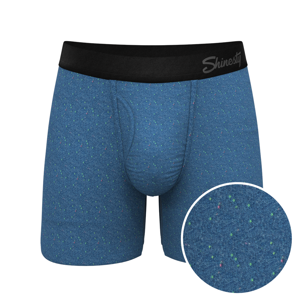 The Fleck Me | Heather Blue Flecked Ball Hammock® Pouch Underwear With Fly - Shinesty