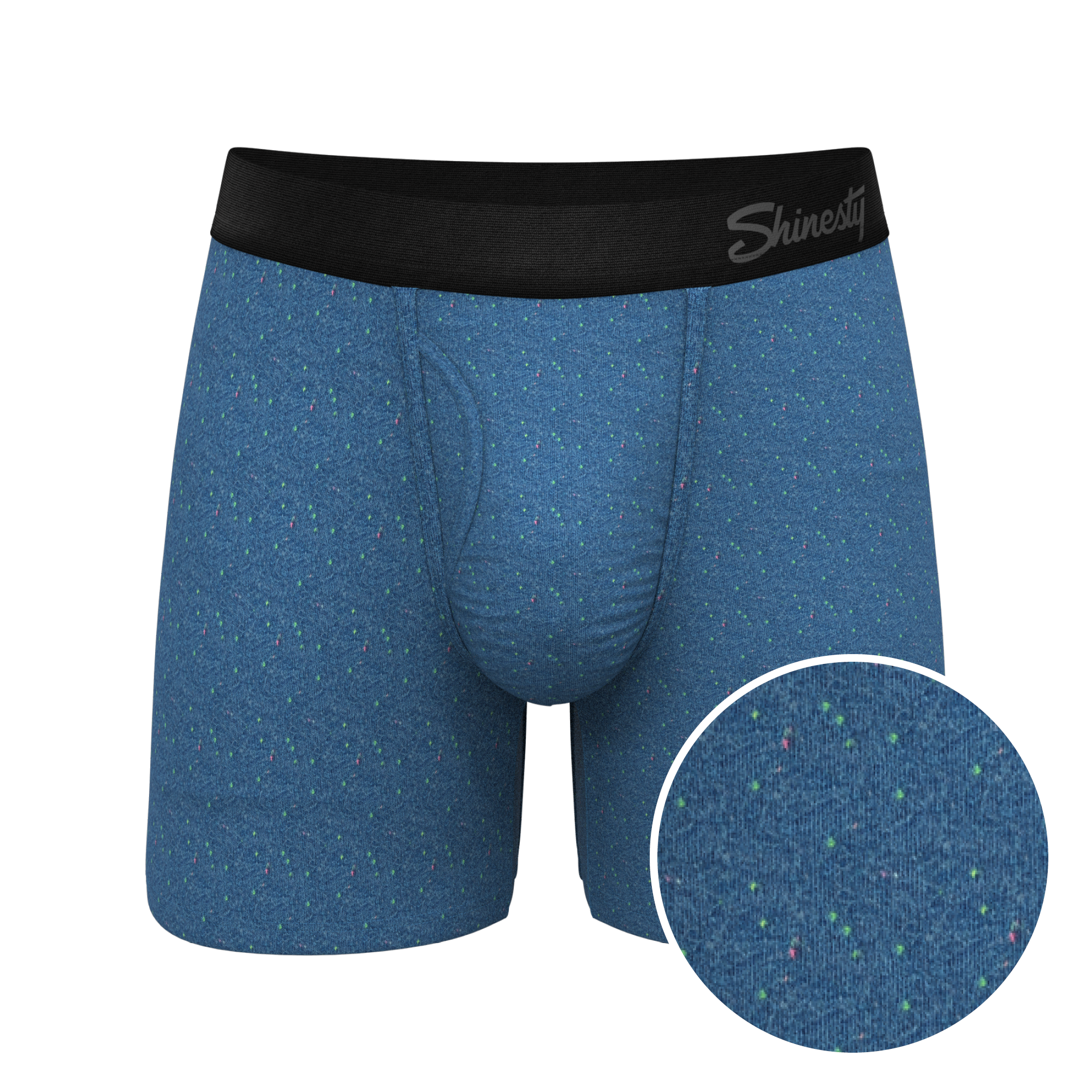 The Fleck Me | Heather Blue Flecked Ball Hammock® Pouch Underwear With Fly - Shinesty
