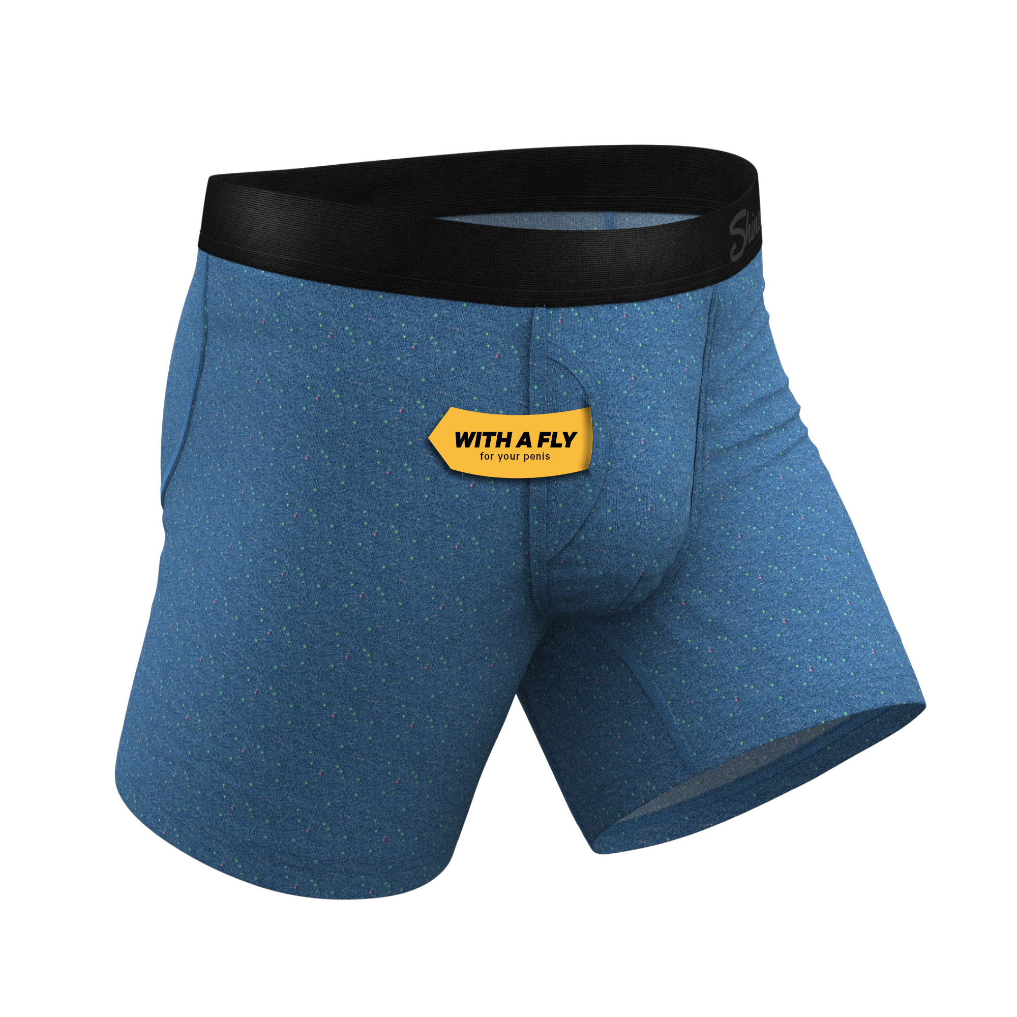 The Fleck Me | Heather Blue Flecked Ball Hammock® Pouch Underwear With Fly - Shinesty