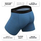 The Fleck Me | Heather Blue Flecked Ball Hammock® Pouch Underwear With Fly - Shinesty