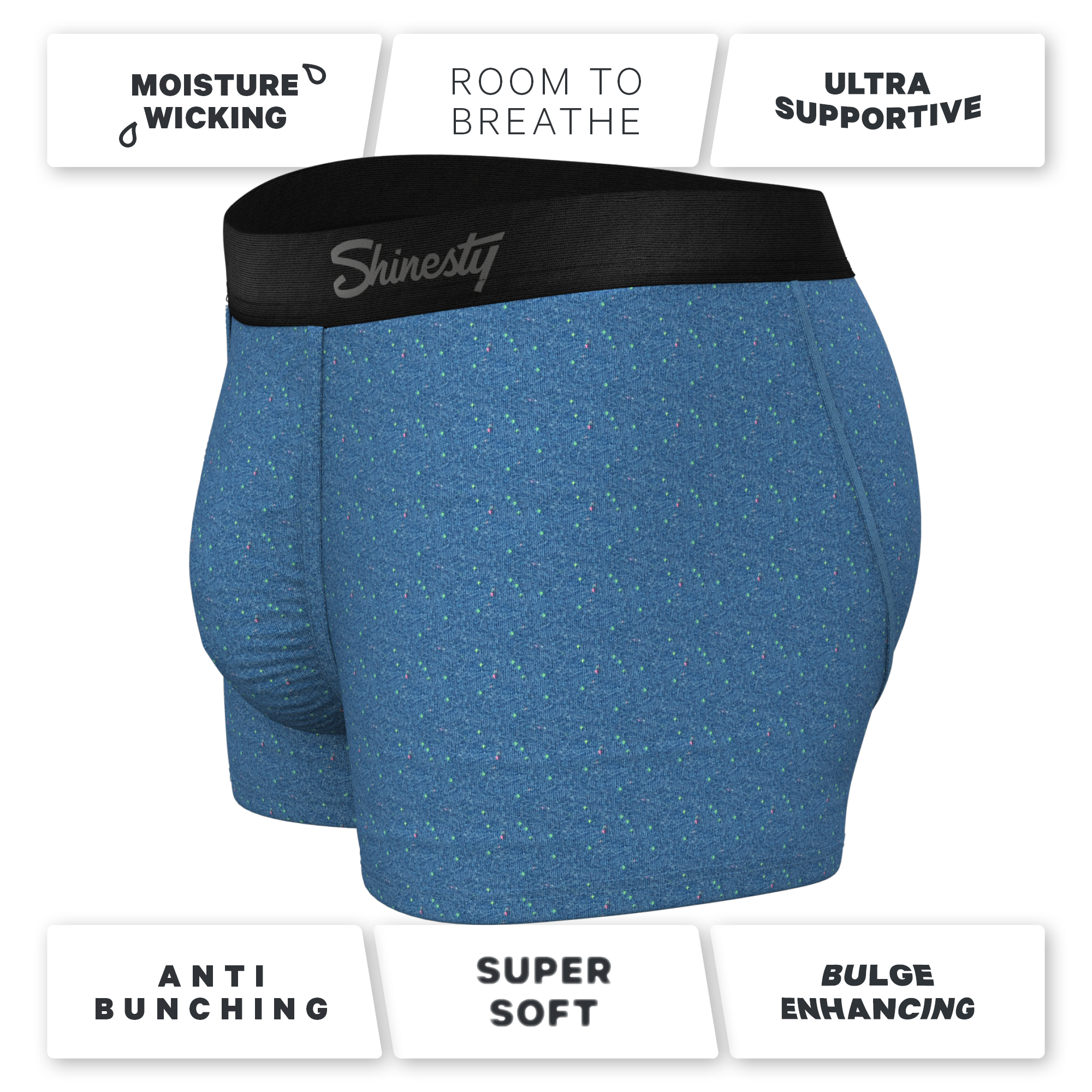 The Fleck Me | Heather Blue Flecked Ball Hammock® Pouch Trunks Underwear - Shinesty