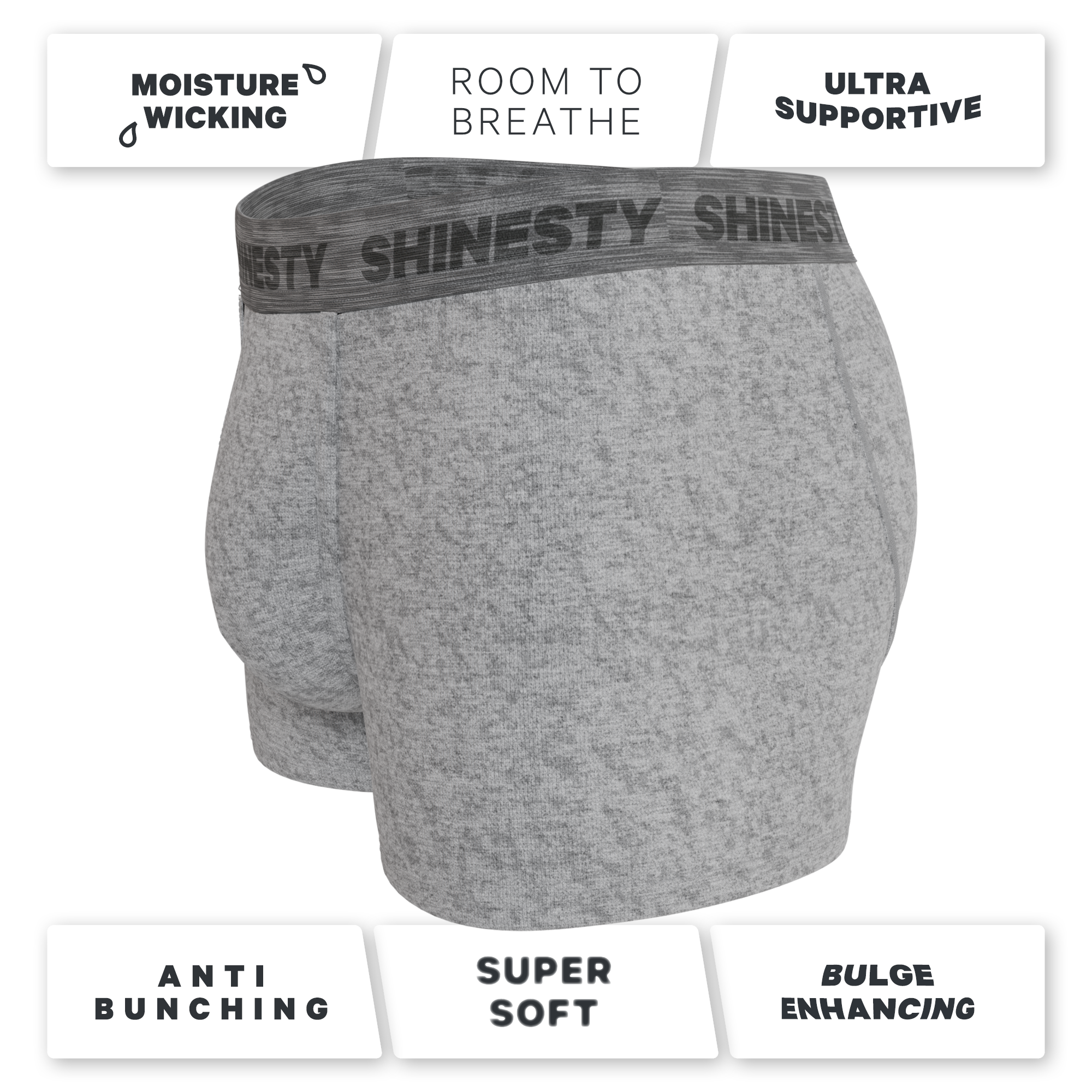 The Flintstone | Heather Grey and Black Ball Hammock® Pouch Trunks Underwear - Shinesty