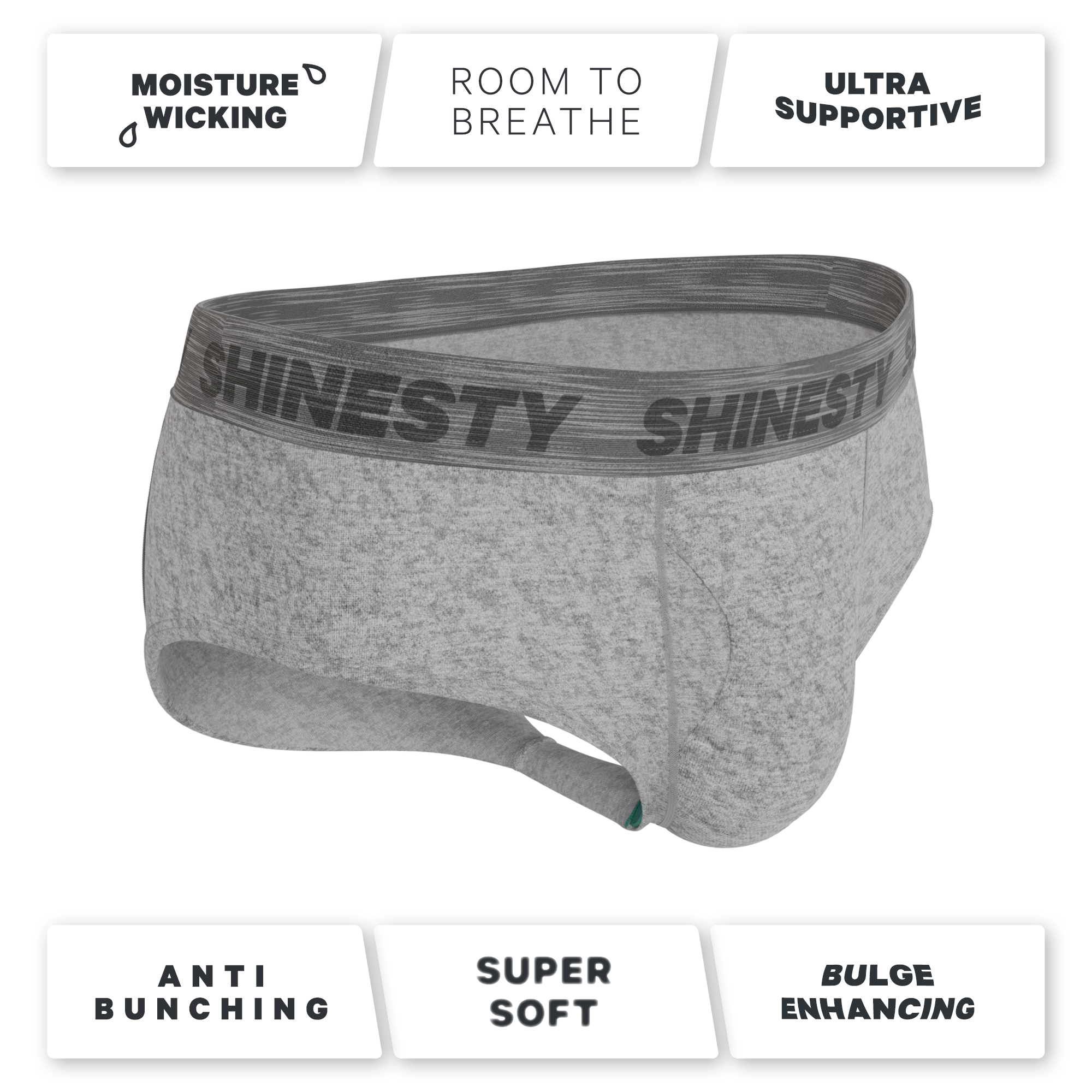 The Flintstone | Heather Grey and Black Ball Hammock® Pouch Underwear Briefs - Shinesty