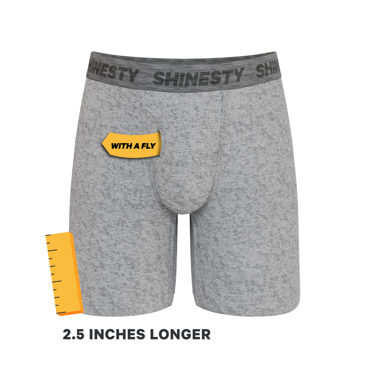 The Flintstone | Heather Grey and Black Ball Hammock® Boxer - Long Leg - Shinesty