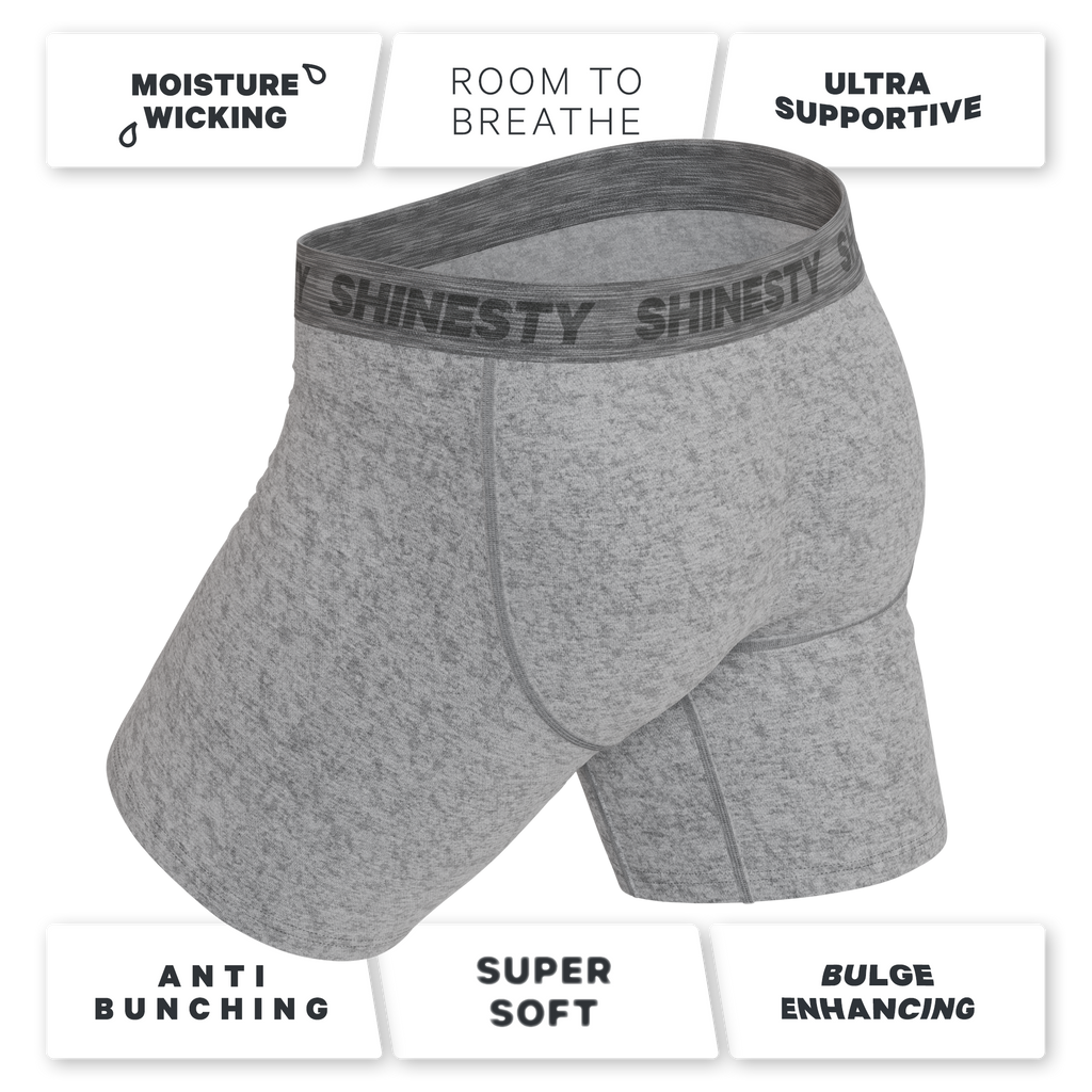 The Flintstone | Heather Grey and Black Ball Hammock® Boxer - Long Leg - Shinesty
