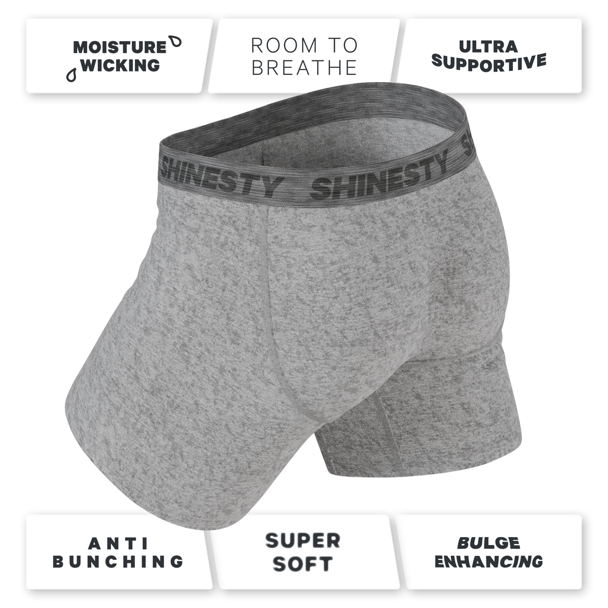 The Flintstone | Heather Grey and Black Ball Hammock® Pouch Underwear - Shinesty