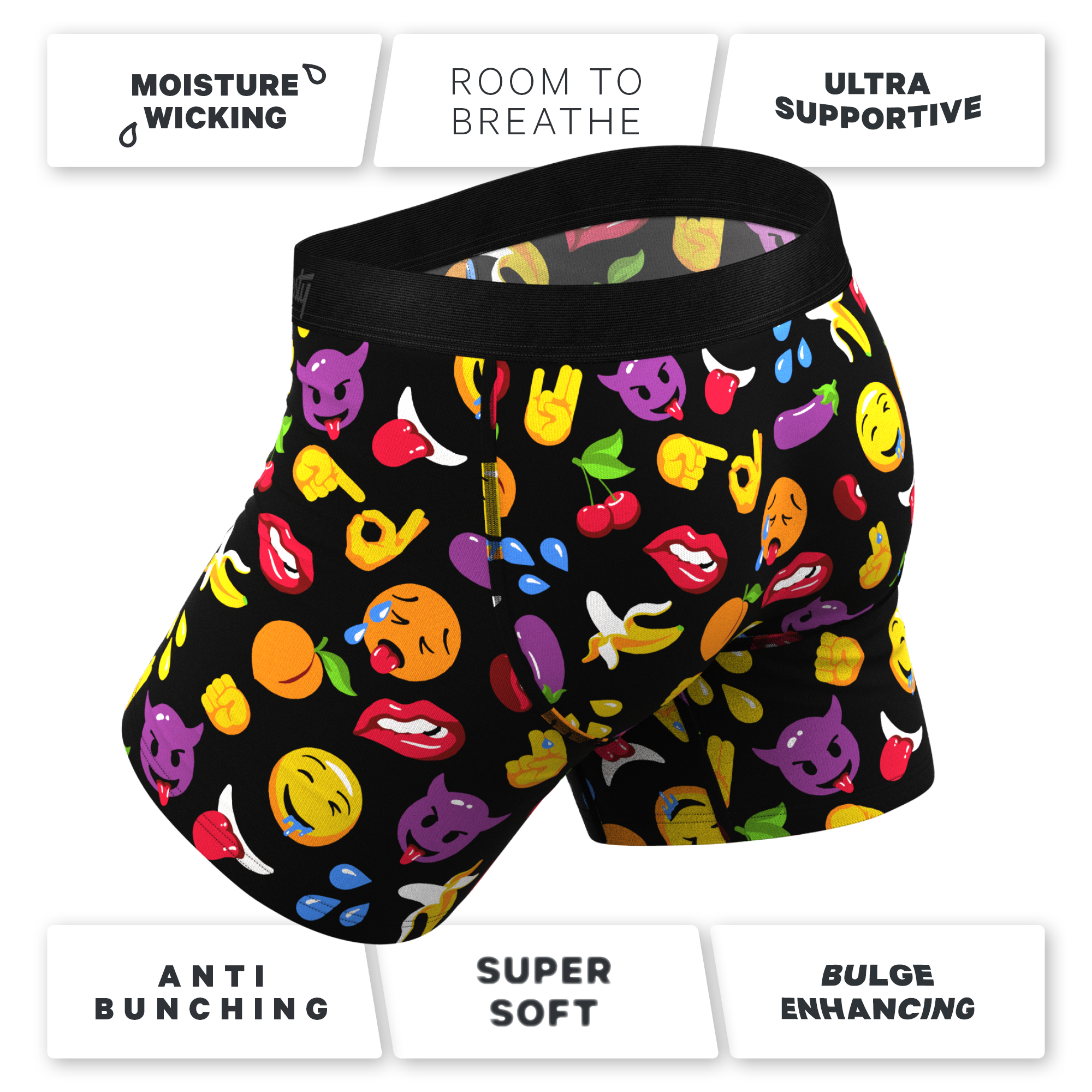 The Flirt | Emoji Ball Hammock® Pouch Underwear With Fly - Shinesty